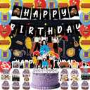 42pcs Friendship Birthday Party Decorations Includes Cake Toppers,Cupcake Toppers, Banner, Backdrop, Balloons - Old Friend Theme Party Supplies Set for Fans
