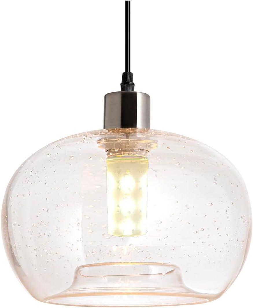 Modern Style Battery-Operated Pendant Light with Remote, Mini Kitchen Island Hanging Ceiling Light, Pendant Light Fixture for Table, Kitchen Island, Dining Room, Living Room, Bedroom (Black)