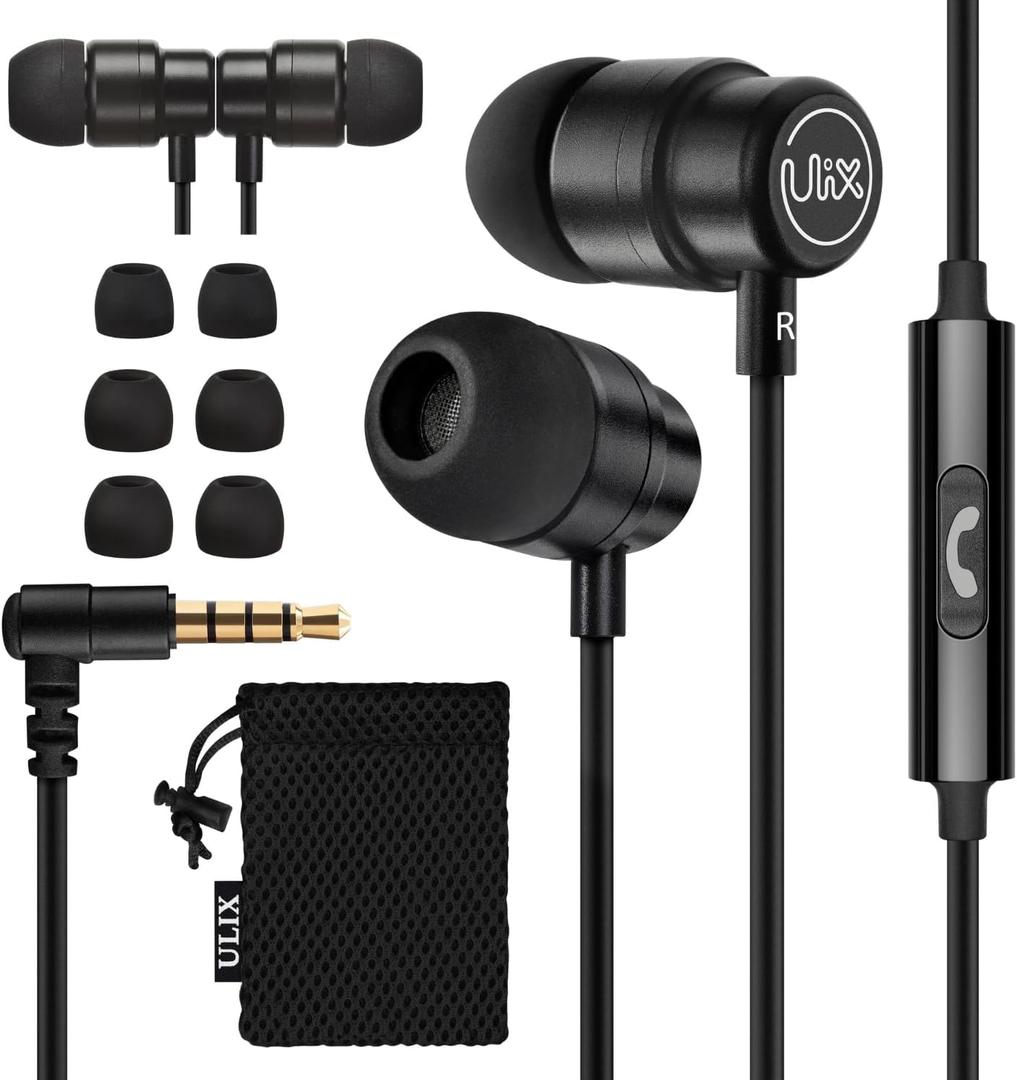 UliX Rider Wired Earbuds in-Ear Headphones, Earphones with Microphone,  Anti-Tangle Cable, Ear Buds for iPhone, iPad, Samsung, School Students, Kids, Women, Small Ears