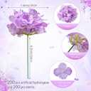 Tigeen 200 Pcs Hydrangea Artificial Flowers Bulk 7.48 Inch Artificial Hydrangeas with Removable Stems Faux Flowers Wedding Decor for Home Garden Party Decoration DIY Project (Lavender)