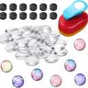 Colzzy 41 Pieces DIY Magnets for Fridge Clear Glass Round Magnets Kit for Crafts Include 1 Inch Paper Punches for Decorative Craft DIY Refrigerator Office Whiteboard Making