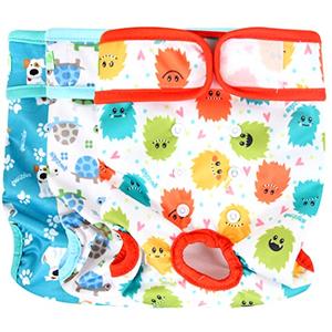 wegreeco Luxury Washable Reusable Dog Diapers (Stylish Pattern) - Female Dog Diapers, Doggie Diapers, 3 Pack, Small
