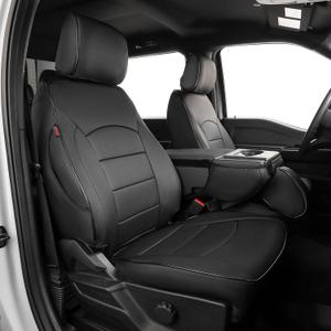 EKR F150 Seat Covers for (SuperCab) Ford F-150 STX 2024-2026 & F150 XL/XLT 2021-2026 & Lariat 2021-2022 Full Set,(2 Door,Rear W/NO Armrest),Heavy Duty for Work Trucks-Faux Leather(Black)