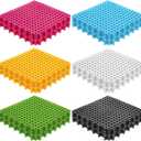 Tinideya 60 Pcs Drainage Tiles Interlocking Floor Tiles 11.8'' x 11.8'' Soft TPE Pool Floor Mat with Drain Holes Non Slip Drainage Mat Vented Floor Mats for Kitchen Bathroom Basement Deck, 6 Colors