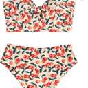 ZAFUL Women Ribbed Keyhole Tied High Waisted Bikini Spaghetti Straps Two Pieces Swimsuit Bathing Suit (Small, 0-cherry)