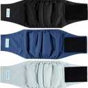 Paw Legend Washable Dogs Diapers Male Dog Belly Bands for Male Dogs Diapers Reusable Puppy & Doggie Diapers Male (3 Pack, Large) (Navy, Black, Grey.)