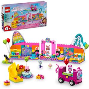 LEGO Gabbys Dollhouse Gabbys Party Room Disco Playset for Kids, DJ Entertainment Toy with Slide, Pink Car, and Animal Figures, Creative Role Play for Girls and Boys Ages 4 and Up, 10797
