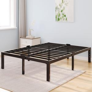 King Bed Frame and Headboard Holes with Storage No Box Spring Needed Black Metal Platform Heavy Duty Bed Frames Support up to 3500 Lbs Noise Free Easy Assembly Non-Slip Design 14 Inch