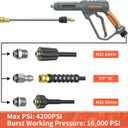 Pressure Washer Gun and Hose 3600 PSI, 50 FT Power Washer Hose, Extension Wand, 3/8" Swivel Quick Connector & M22-14mm Fitting, 30" Extension Wand & 7 Nozzle Tips