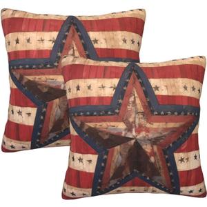 American Flag with Red Throw Pillow Covers 18 X 18 Inch Set of 2 Pillow Cases Decoration Cushion Cover for Sofa Bedroom Living Room Outdoor