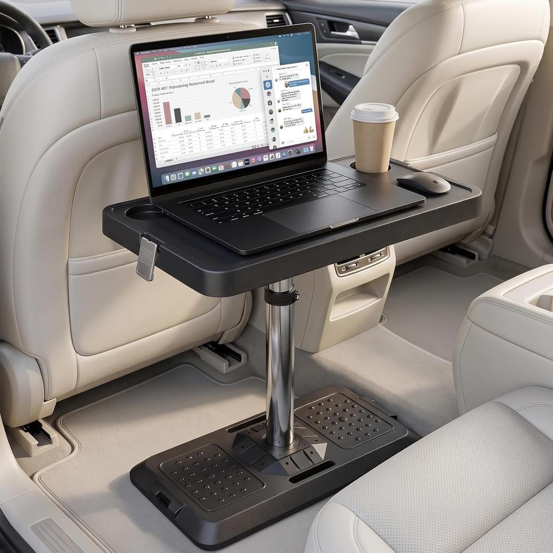 Car Desk for Laptop, Rock-Solid Typing, Pneumatic Lift for Easy Viewing