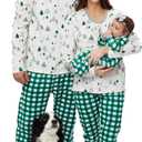 HonestBaby Family Matching Holiday Pajamas 100% Organic Cotton for Men, Women, Kids, Toddlers, Baby Boys, Girls, Unisex, Pets (Green)