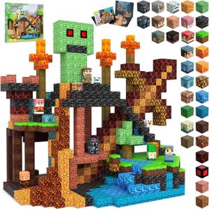 Magnetic Blocks Toys for Kids, 100 PCS Building Blocks Cubes, Stacking Magnetic Tiles Toys for Kids Toddlers Boys Girls Ages 3 4 5 6 7 8-12 Birthday Gifts Party Supplies (Underworld)