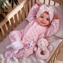 BABESIDE Reborn Baby Dolls Sunny - 17Inch Cute Soft Vinyl Realistic Baby Doll Poseable Smiling Real Life Baby Dolls with Complete Accessories for 3+ Years Old Gifts (Pink)