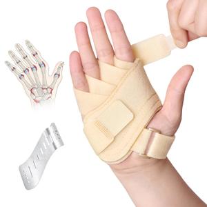DrFinger Finger Ulnar Deviation Splint Brace, Finger Joint Deviation Orthopedic Corrector With Metal Bracket, Beige, Right-M
