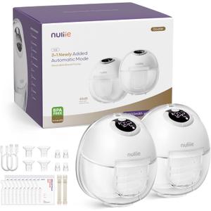 Nuliie Electric Breast Pump Hands-Free, Wearable Portable Breast Pumps 2 Modes 9 Levels, 24MM Comfortable Flange2 Packs, Ghostwhite