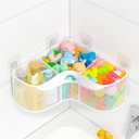 3-Compartment Corner Bath Toy Storage Organizer for Tub - Wide-Opening Mesh Kids Bath Toy Holder with Easy Sorting & Storage, Quick-Drying Machine-Washable Bathroom Organizer for Tidy Bathtub