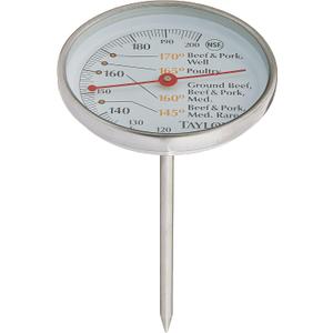 Taylor Meat Thermometer Meat 120 To 200 Deg F 2-3/4" Dia. Dial