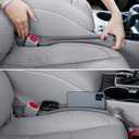 Car Seat Gap Filler Set of 2, 3IN1 Seat Side Gap Filler Plug with Storage Slot & Hook Function, Soft Foam Universal Fit Car SUV Truck Fill Gap Between Seats Console OrganizerNarrow Gray