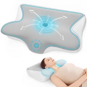Restnature Cervical Neck Pillow for Pain Relief - Cervical Pillow for Side Back Stomach Sleepers, Ergonomic Orthopedic Support Pillow for Sleeping with Memory Foam, Cooling Pillowcase, Grey