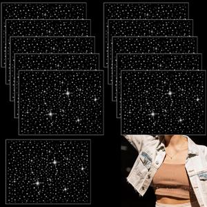 Glenmal 12 Pcs Sheet Iron-on Rhinestone Sheets Crystal Transfers Glitter Hotfix Rhinestone Decals Hot Melt Patches in 2 Styles for Clothing Craft DIY Decor (Classic Style)