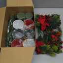 Tioncy 6 Sets Christmas Tabletop Centerpiece Artificial Poinsettias with Metal Vase Flower Picks Holly Red Berries Stem Pine Needles in Pots Faux Floral Arrangements for Home Table Party (3 Colors)