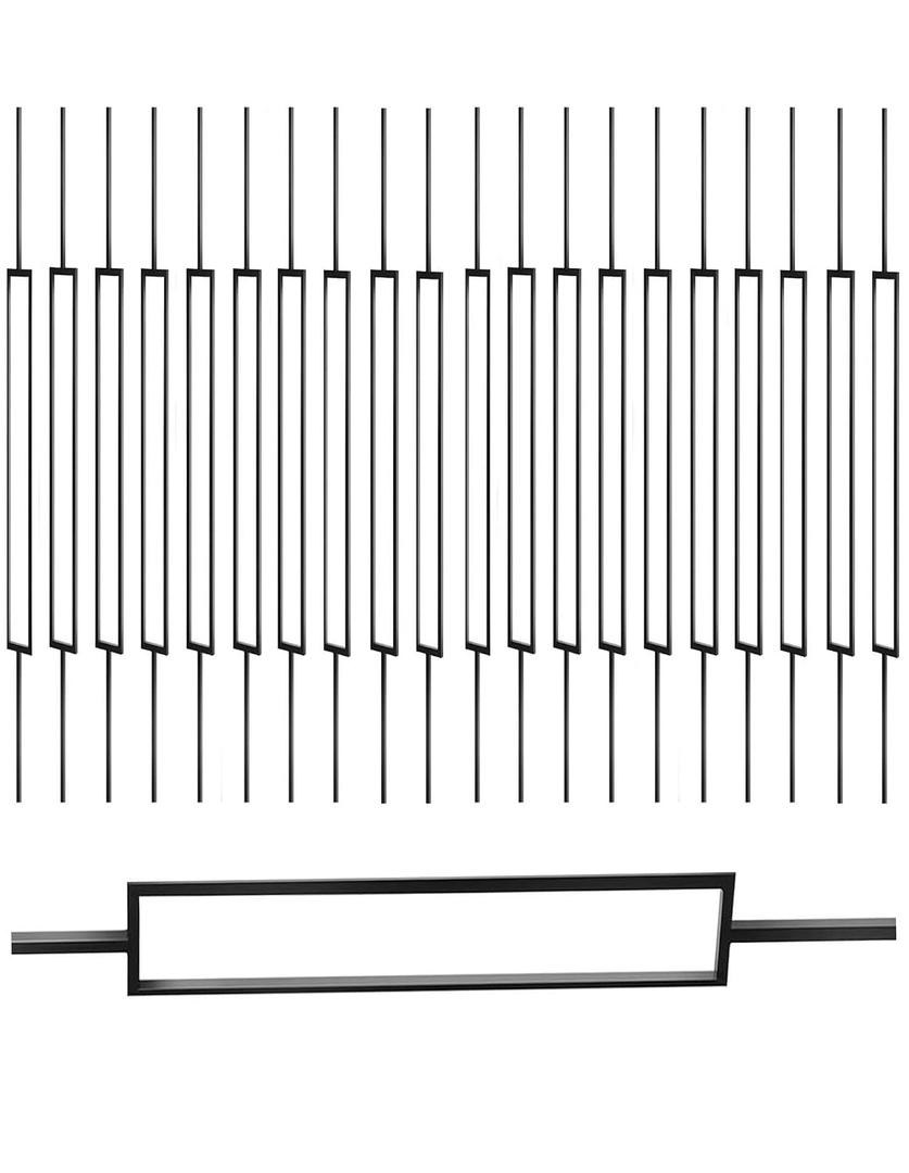 Wrought Iron Balusters 20 Pcs, 1/2 x 44IN Black Rectangular Iron Metal Balusters, Iron Balusters for Indoor or Outdoor Stair Railings, Deck Railings, Satin Railings, Terrace Railing