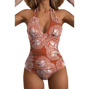 B2prity Women's Slimming One Piece Swimsuits Tummy Control Bathing Suit Halter Swimwear for Big Busted Curvy Woman Size 2 XL