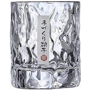 Whiskey Glass Mountain Crystal Wedge Glass Japanese Old Fashioned Tasting Tumblers Cocktail Wine Drinking Glasses Set of 1, Funny Unique Gift Box for Dad Men, 8 OZ (Cylinder Shape with Round Mouth)