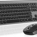 Wireless Mouse and Keyboard Combo, Full-Size Computer Keyboard with Calculator Button, 2400 Dpi Ergonomic Mouse, Ultra-Thin Cordless USB Keyboard and Mouse Set for Laptop Windows Mac - Gray (KM458-Grey)