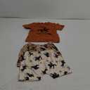 Baby Cowboy Outfits Toddler Western Cow Print Short Sleeves Shirt+Elastic Shorts Baby Boy Casual Summer Clothes Set (3-6 Months, Black+coffee)