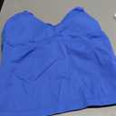 Ieumaz Workout Tank Tops for Women Strappy Back Twist Front Longline Medium Support Gym Yoga Top with Removable Cups (Blue, M)