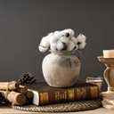 Antique Terracotta Vase with Handle, 5.6 Inch Farmhouse Ceramic Vase Boho Decor Decorative Vase, Rustic Vase for Home Decor, Living Room, Table, Wedding - Distressed Design, Gray