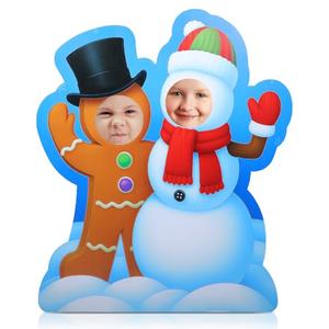 Chunful 4.2 ft Extra Large Winter Snowman & Gingerbread Man Cardboard Cutout Stand-up Life Size Christmas Winter Party Decoration Backdrop Photo Prop Standup Cut Out for Xmas Party Supply