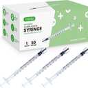 50 Pack 1mL Luer Lock Syringe without Needle 1cc Small Plastic Sterile Syringes Individually Wrapped