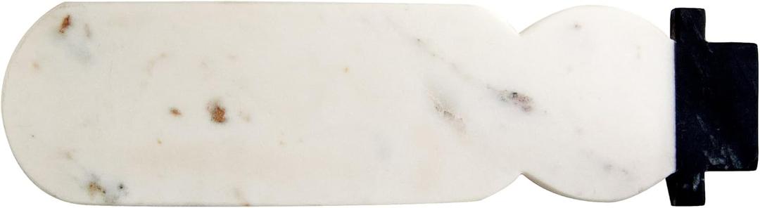 Creative Co-Op Marble Snowman Shaped Cheese and Cutting Board, White and Black