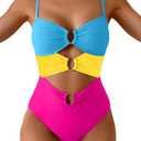 Eomenie Womens Cutout One Piece Swimsuit with Ring Linked Sexy Monokini Bathing Suit for Beach Vacation, Small