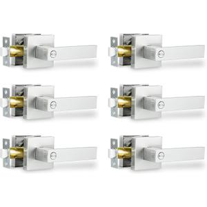 Privacy Interior Door Handle, 6 Pack Heavy Duty Door Lever for Bathroom & Bedroom Privacy Door Lock Handle Keyless Door Knobs in Satin Nickel for Right & Left Sided Doors