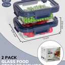 2-Pack Glass Food Storage Containers with Tempered Lids (21.3oz/2.7cup) - Airtight Snap Lock, Microwave & Oven Safe (-4~ 950F), Freezer to Baking Dish, BPA-Free, Gift Box (Blue)