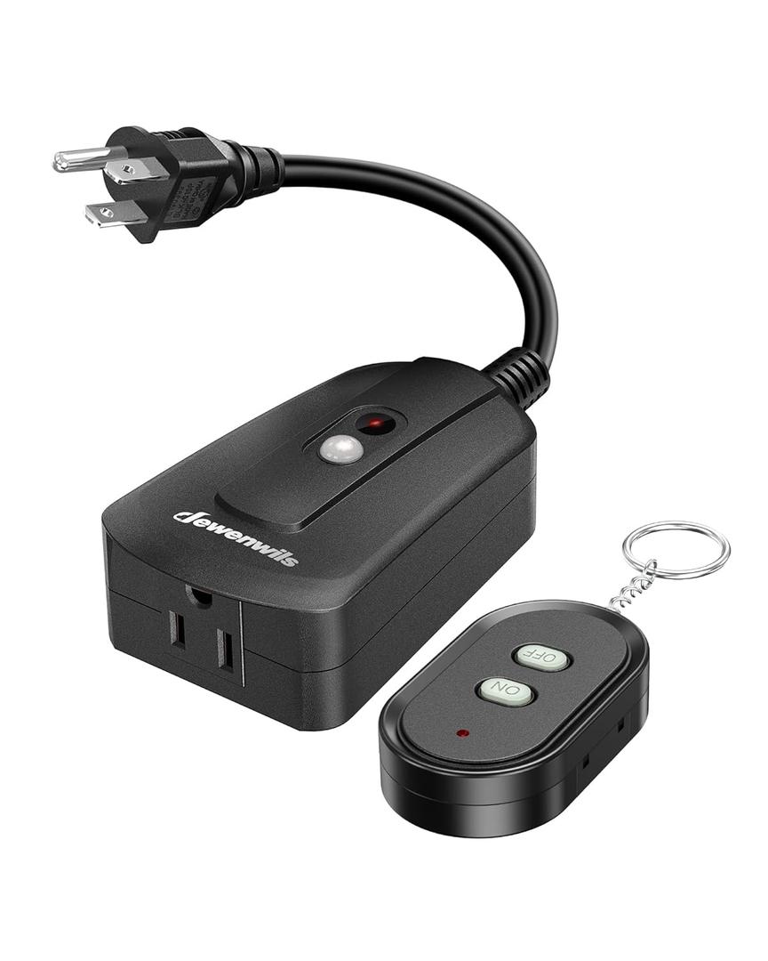 DEWENWILS Outdoor Wireless Remote Control Outlet, 15 amp Heavy Duty Weatherproof Remote Controlled Light Switch for Christmas Lights String Lights, 100 Feet Range, UL Listed