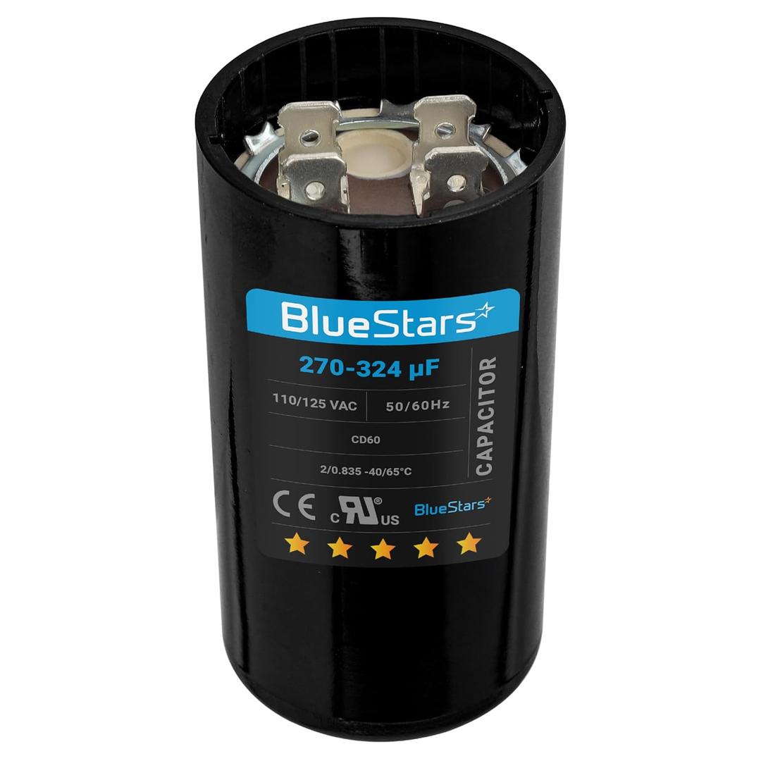 BlueStars Upgraded 270-324 Mfd uF 110-125VAC Round Motor Start Capacitor 50/60 Hz AC Electric Replacement Part - Lifetime up to 30.000 Hours