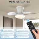 22inch Ceiling Fans with Lights, 6-Speed Reversible DC Motor, Dimmable LED Light, 3CCT, Quiet Operation, for Kitchen Bedroom Dining Room Patio (White)