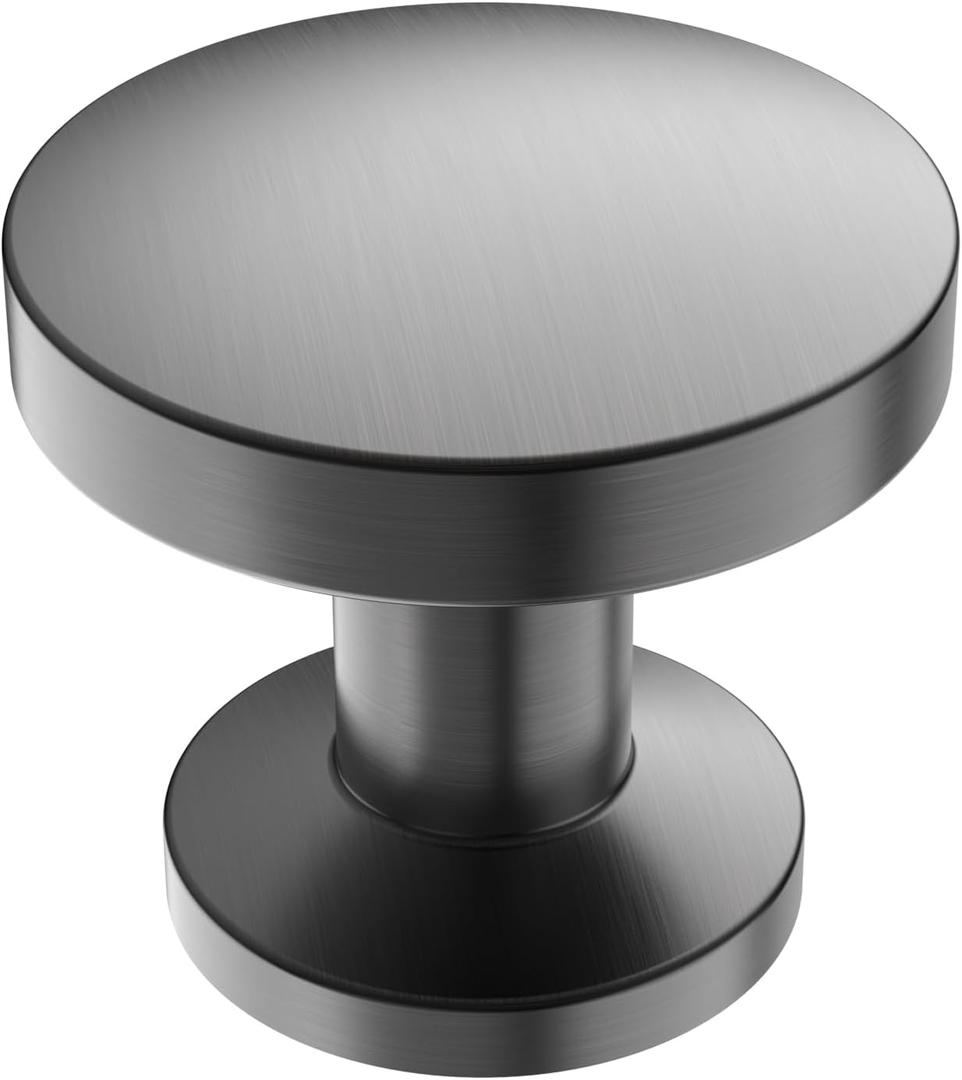 Alzassbg 10 Pack Brushed Black Nickel Cabinet Knobs, 1.1 Inch(30mm) Diameter Round Cabinet Knob Hardware for Kitchen Dresser Drawer AL6044BBN