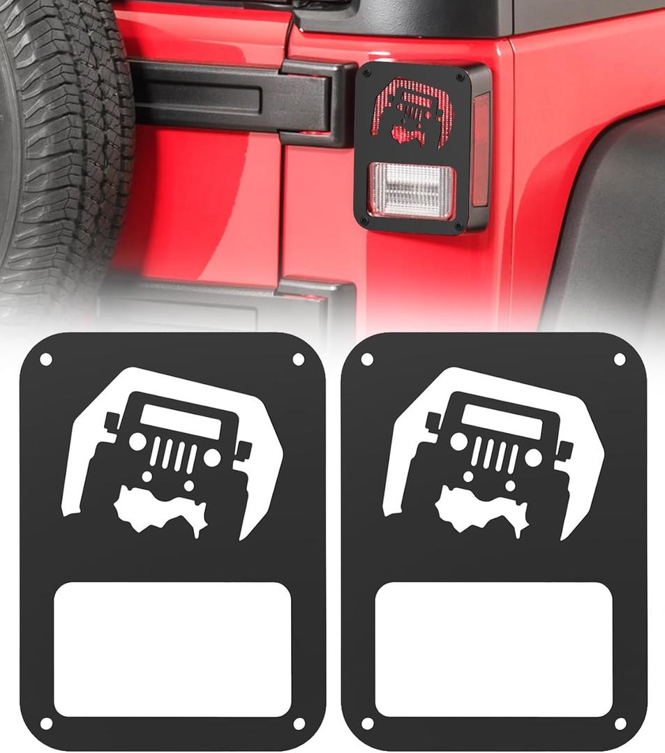 WIPHANY Tail Light Guards Covers Jeep Cover Lamp Taillight Rear Protector Guard Black Compatible with 2007-2018 Wrangler Contains Screw Fittings