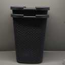 Mind Reader 60L Slim Laundry Hamper, Clothes Basket, Lid, Wicker Style, Plastic, 17.65"L x 13.75"W x 24.15"H, Set of 2, Gray
