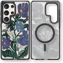 Magnetic for Samsung Galaxy S25 Ultra Magsafe Case Cute Aesthetic - Durable Shockproof 6.6 ft Drop Impact Phone Case Cover with Funny Fashion Passiflora Caerulea Design 6.8" Black