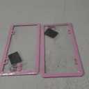 Premium Princess Pink License Plate Frames  2 Pack, Rust-Free Stainless Steel, Street Legal, Rattle-Free, Universal Slim Design with Screw Covers, Durable Car Tag Holders for Women, Cute & Girly Gift