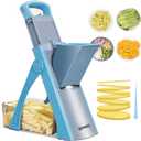 QYKIC Upgrade Safe Mandoline Slicer for Kitchen, Vegetable Chopper and Slicer, Potato Slicer Thickness Adjuster, French Fry Cutter, Veggie Onion Dicer Faster Kitchen Mandolin for Meal Prep (Blue)