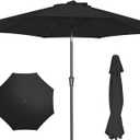 PatioKingdom 9FT Patio Outdoor Umbrella-UPF 50+ Sun Shade with Wind Vent, Push-Button Tilt & Smooth Crank Lift, Rust-Resistant Fiberglass Frame for Garden, Backyard,Yard (Black, 9FT)