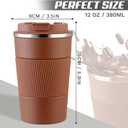 Vacuum-Insulated Stainless Steel Travel Coffee Mug, Leak-Proof Reusable Coffee Cup with Lid-Keep Hot & Cold Drinks for Hours, Durable Insulated Tumbler for Men & Women(3rd-Light Coffee, 12OZ)